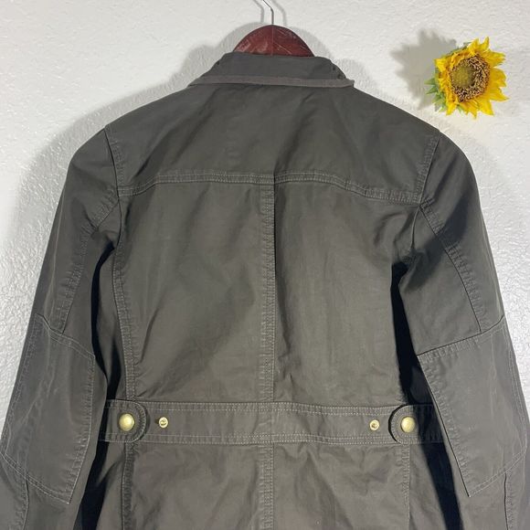 J. Crew Resin Coated Twill Field Olive Green Jacket XS Women’s - Picture 14 of 15